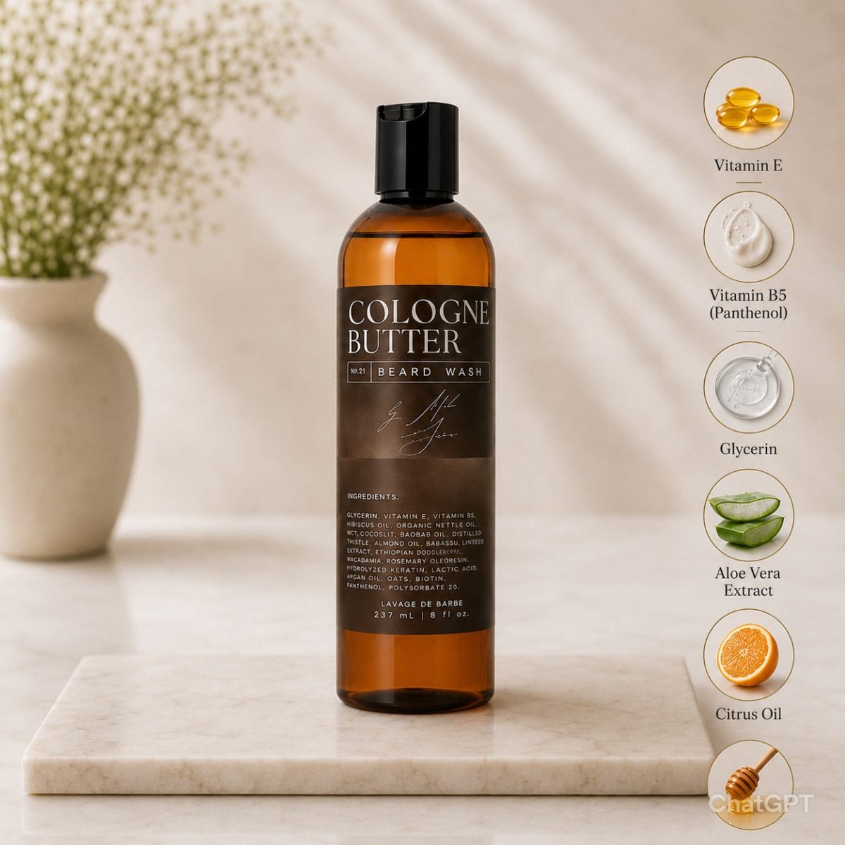 Product Image for Cologne Butter Unscented Beard Wash for Men | Gentle Beard Cleanser for Daily Grooming & Hydration & Moisturizing