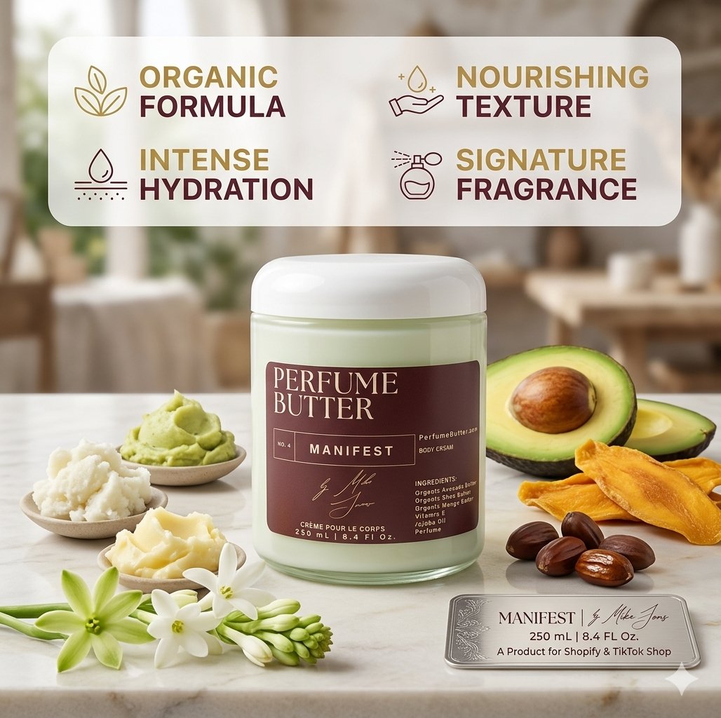 Product Image for MANIFEST – The Luxury Body Butter Perfume | Jasmine, Oud & Sandalwood Floral-Woody Fragrance | Deep Hydrating Skin Moisturizer | Warm Elegant Scent | Perfume Butter