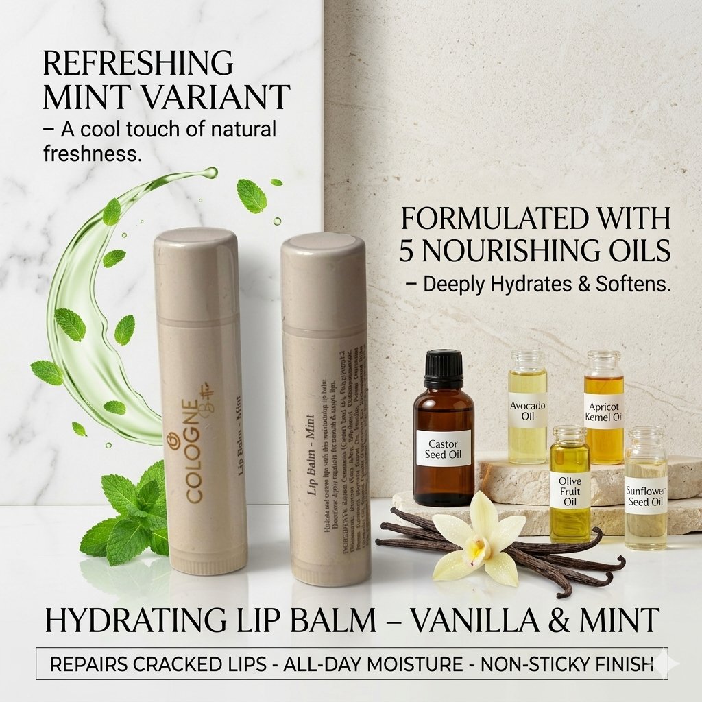 Product Image for Hydrating Lip Balm – Vanilla & Mint | Moisturizing Lip Care with Castor, Avocado & Olive Oils | Repair Dry Chapped Lips | Smooth & Nourishing Lip Balm