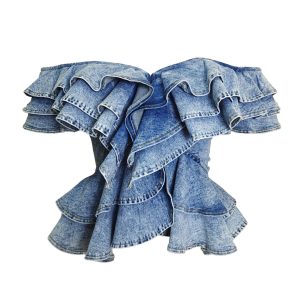 Product Image for Ruffle Rebel Denim Peplum Top
