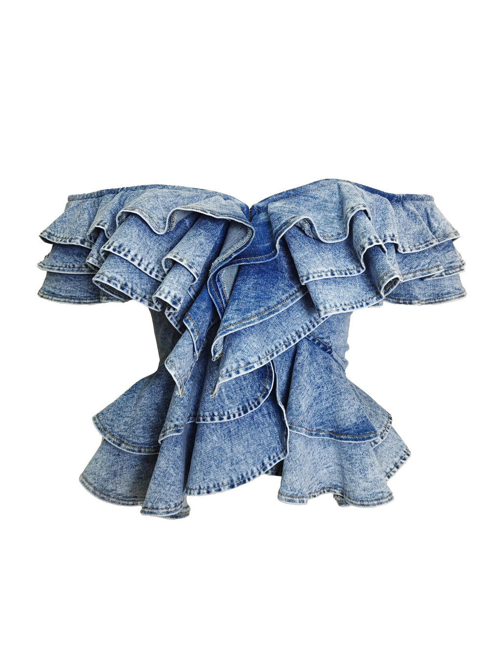 Product Image for Ruffle Rebel Denim Peplum Top