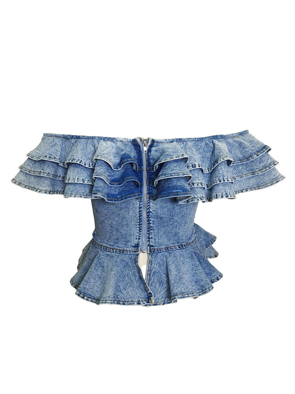 Product Image for Ruffle Rebel Denim Peplum Top