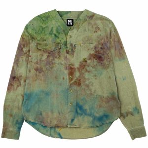 Product Image for Herman V Neck Button Up Shirt: Olive Tie Dye v2
