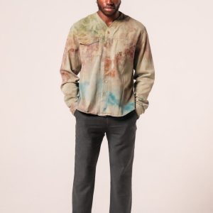 Product Image for Herman V-Neck Button-Up Shirt – Olive Tie Dye v2