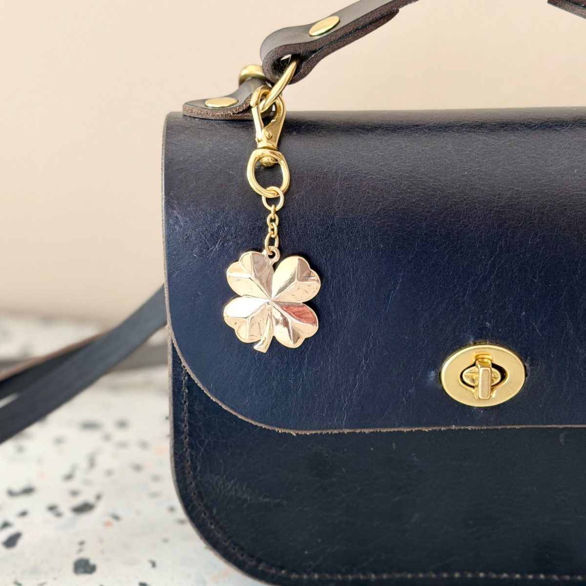 Product Image for BRASS FOUR LEAF CLOVER BAG CHARM