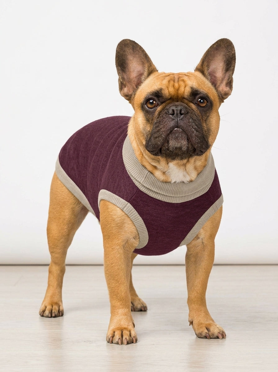 Product Image for Public Pups Preppy Dog Sweater — Burgundy & Biscuit