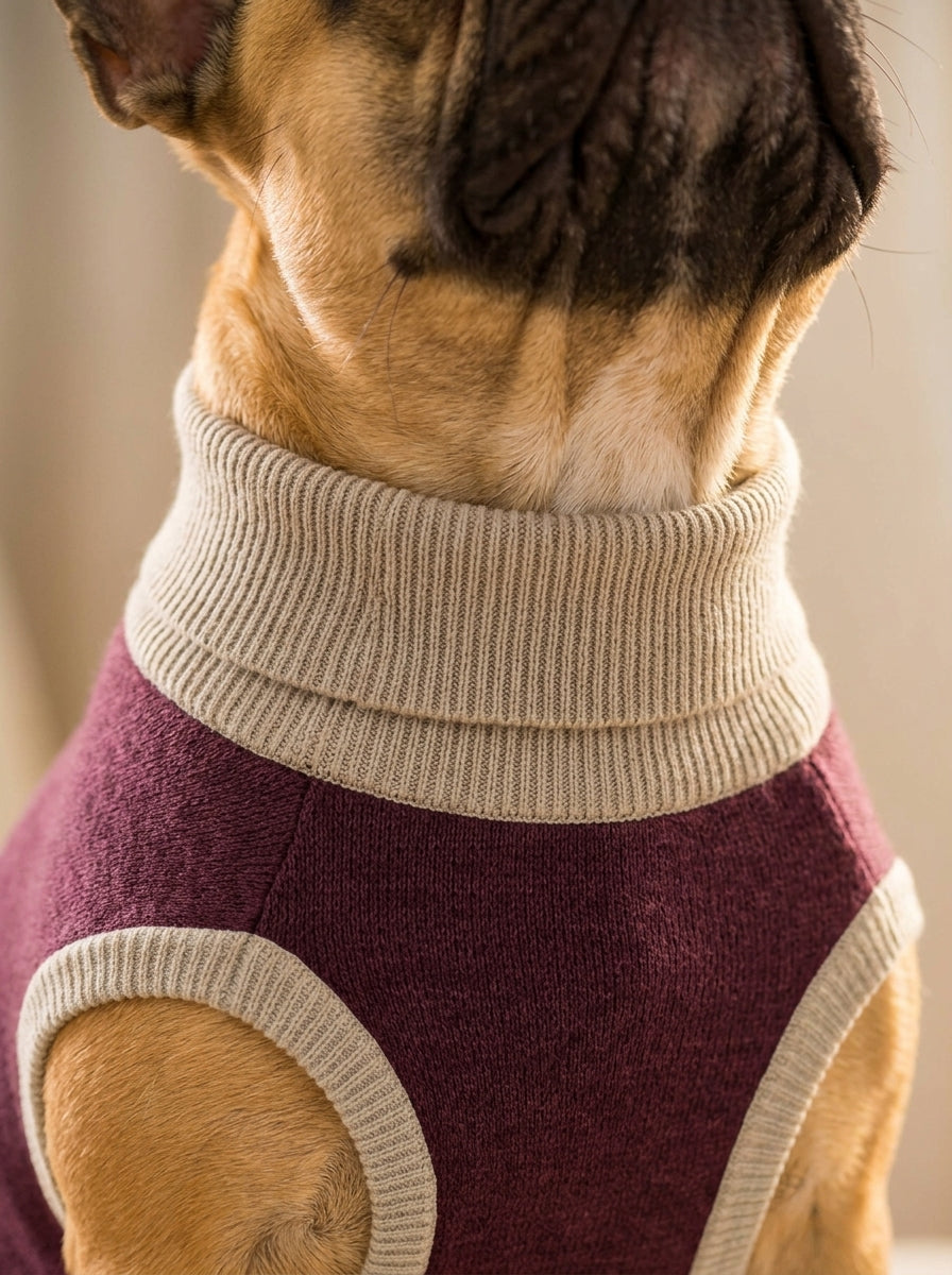 Product Image for Public Pups Preppy Dog Sweater — Burgundy & Biscuit