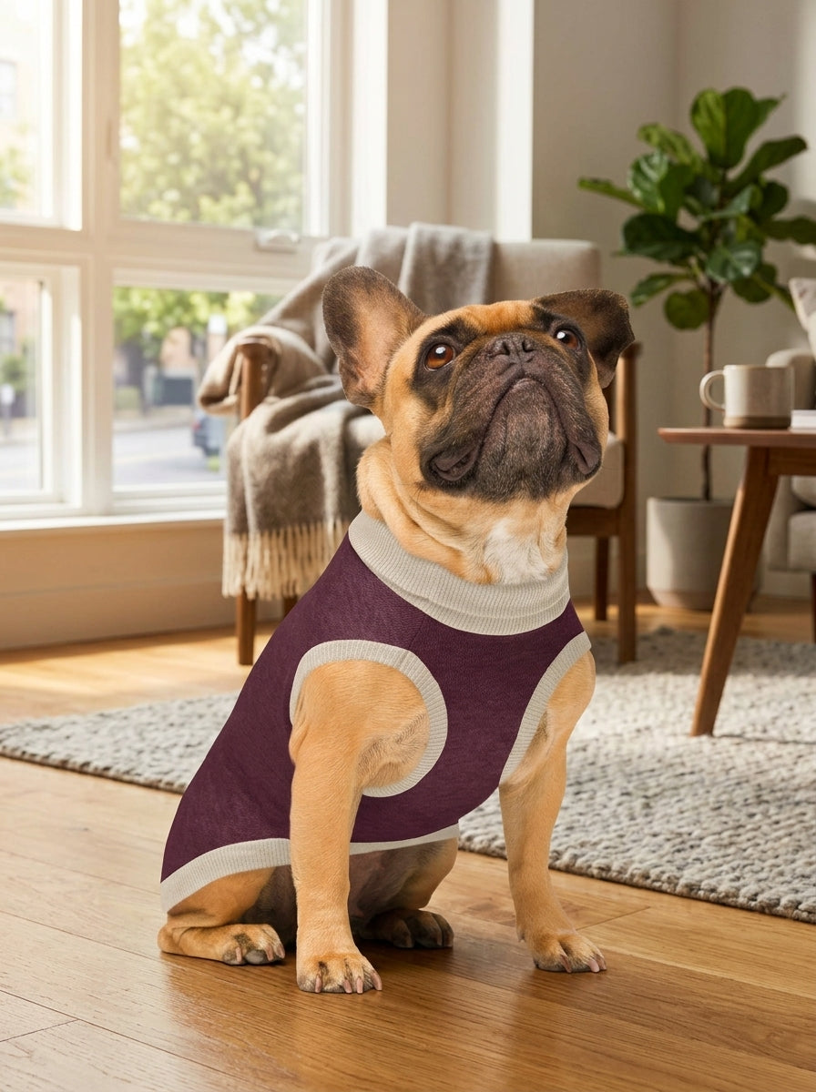 Product Image for Public Pups Preppy Dog Sweater — Burgundy & Biscuit