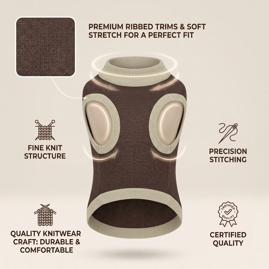 Product Image for Public Pups Preppy Dog Sweater — Brown & Beige