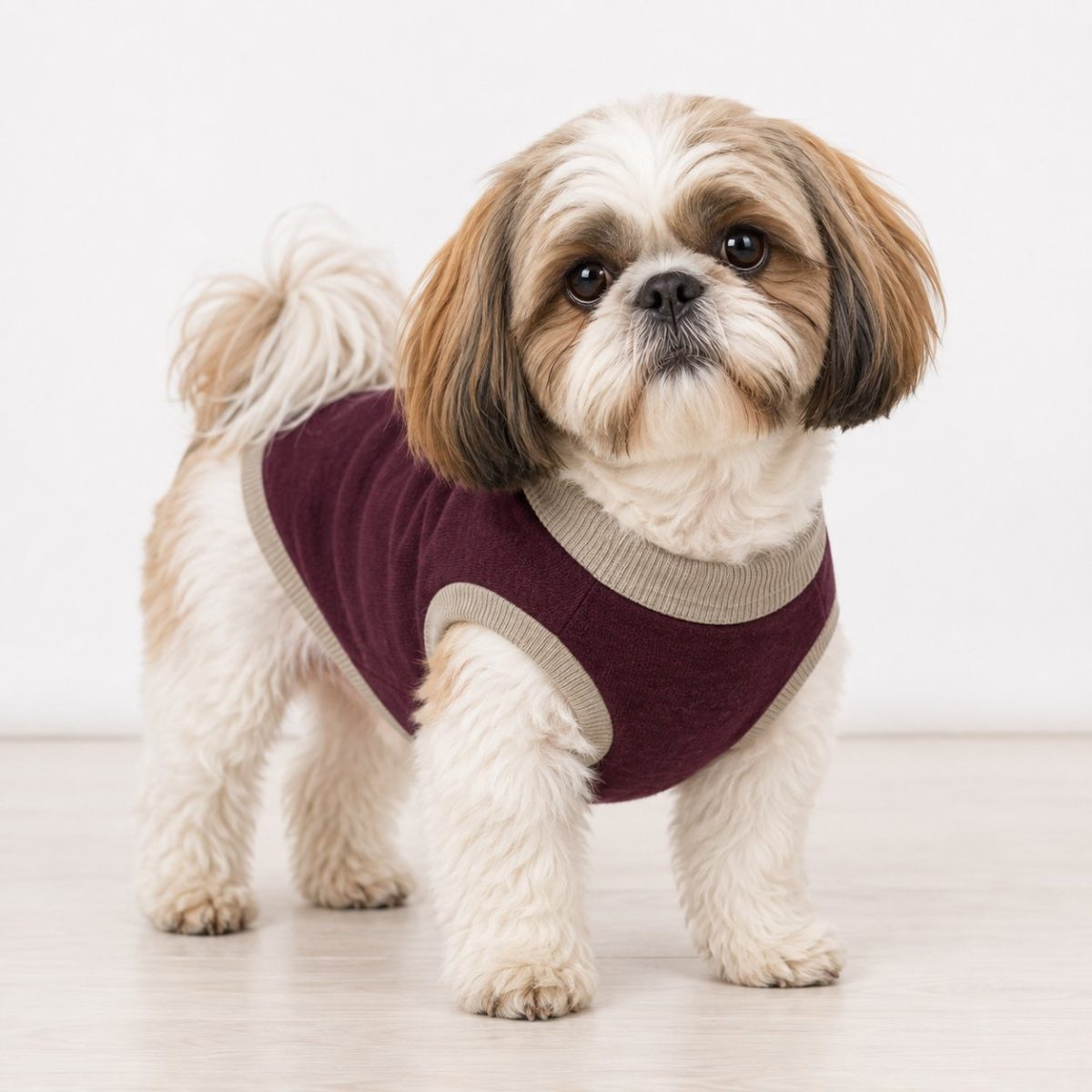 Product Image for Public Pups Preppy Dog Sweater — Burgundy & Biscuit