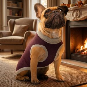 Product Image for Public Pups Preppy Dog Sweater — Burgundy & Biscuit