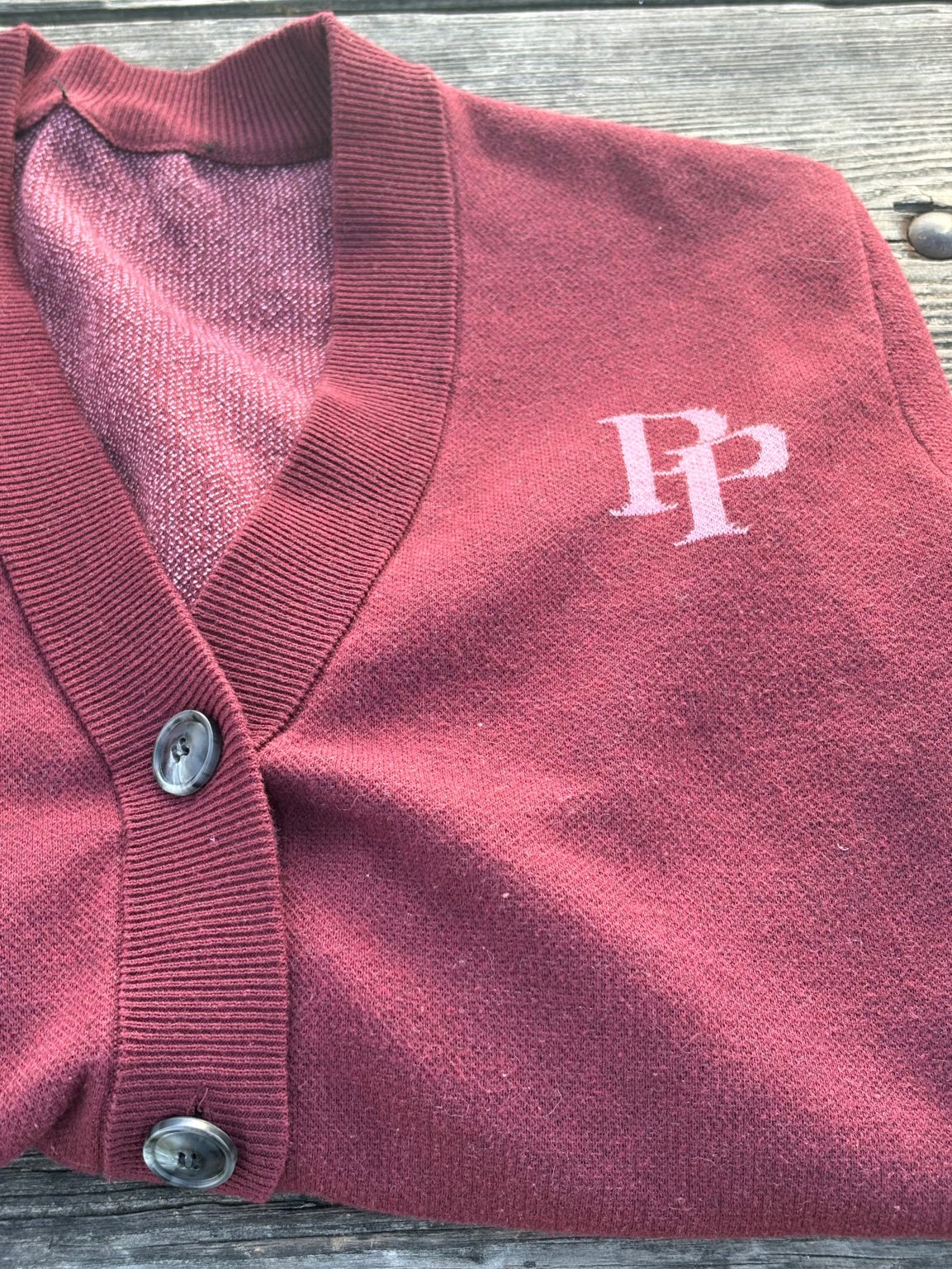 Product Image for Public Prep Preppy Cardigan — Burgundy & Rose Pink
