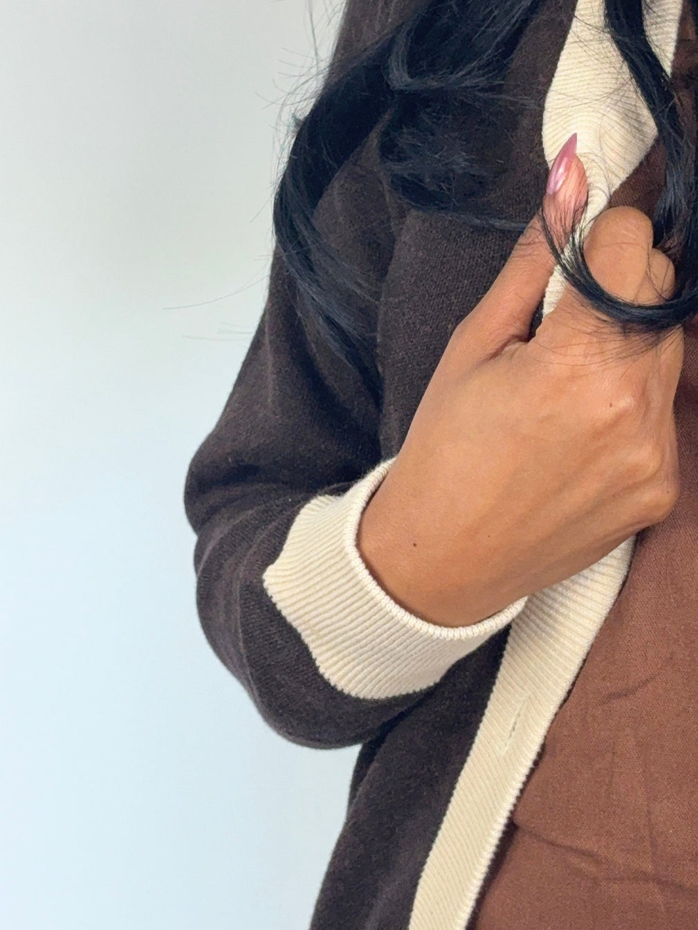 Product Image for Public Prep Preppy Cardigan — Chocolate Brown & Cream
