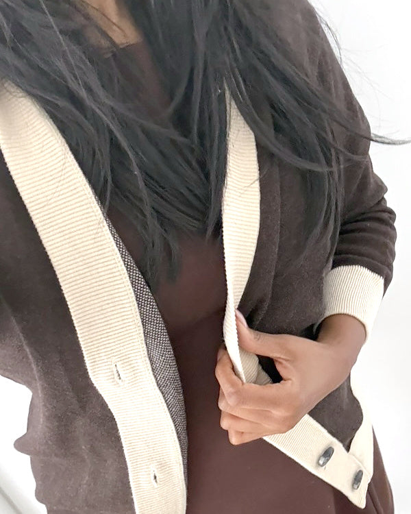 Product Image for Public Prep Preppy Cardigan — Chocolate Brown & Cream