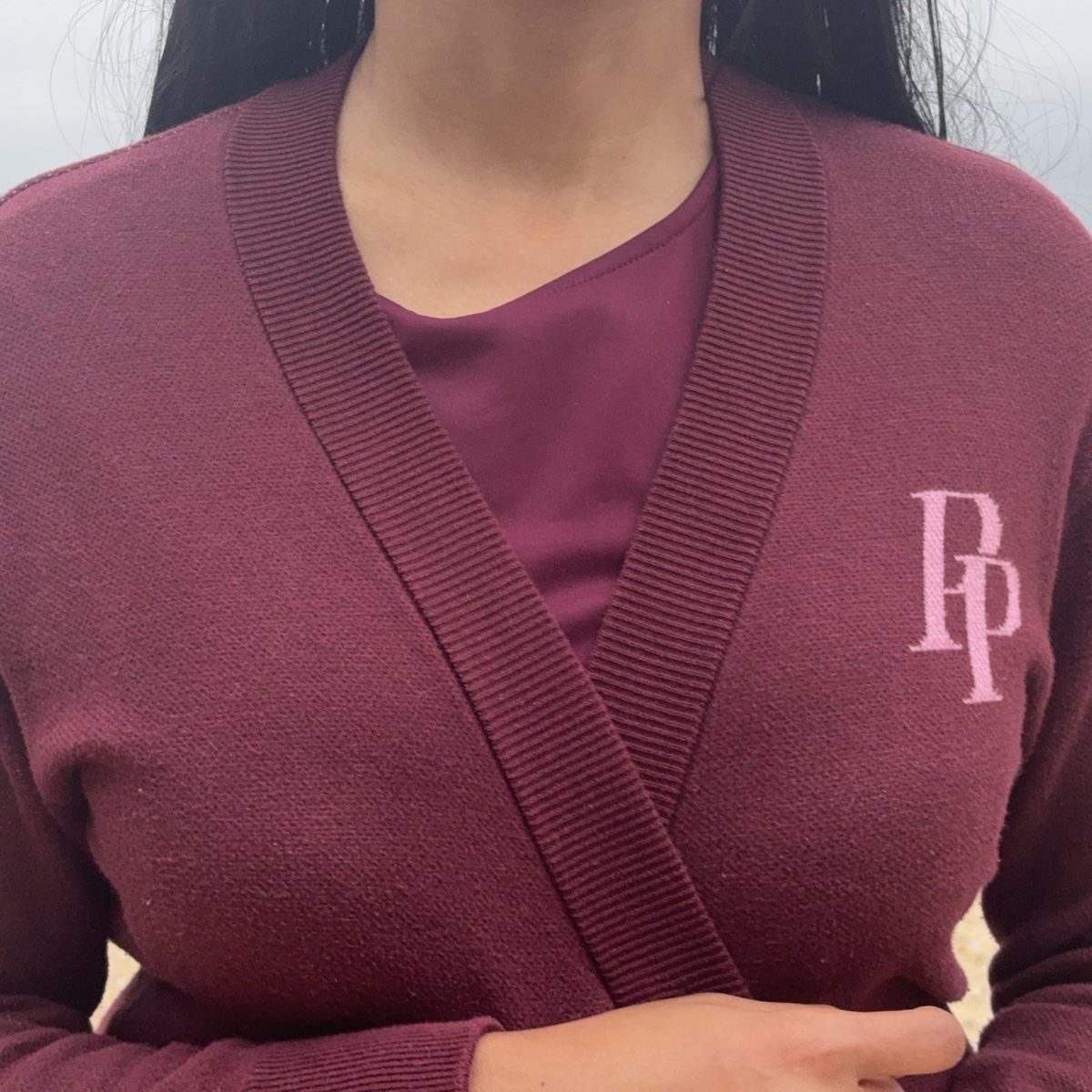 Product Image for Public Prep Preppy Cardigan — Burgundy & Rose Pink